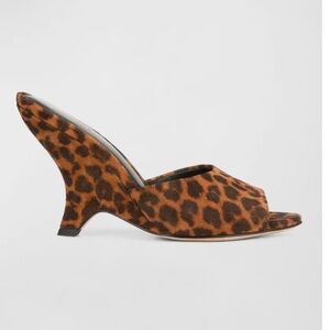 VERONICA BEARD `Mila’ Leopard Print Suede Mules Sandals